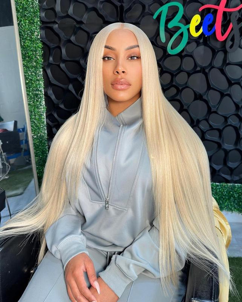 30 Inch 613 Lace Front Wig Human Hair 13X6 Transparent Blonde Wig Human Hair 180 Density Straight Lace Front Wigs Human Hair Pre Plucked with Baby Hair 613 Blonde Lace Frontal Wigs for Women