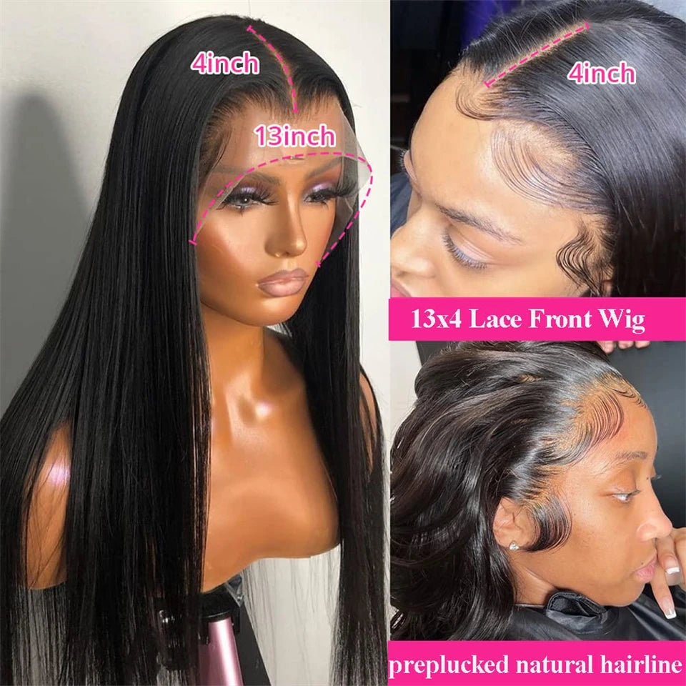 30 Inch 13X4 Transparent Lace Front Human Hair Wigs Brazilian Straight Glueless 360 Human Hair Lace Frontal Wig for Black Women