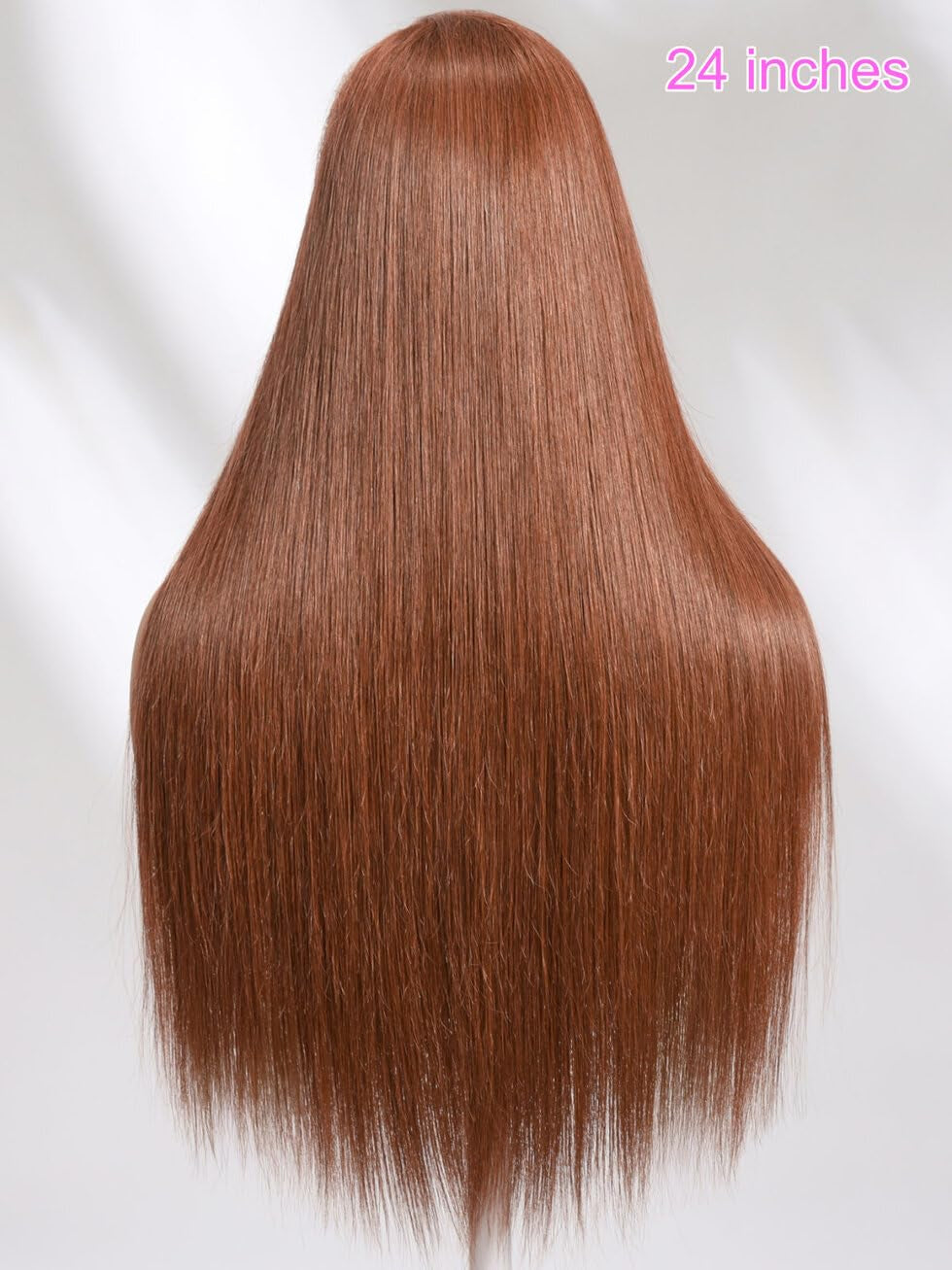 16-Inch Copper Brown Straight Glueless 13X4 Lace Front Wig - Pre-Plucked, Bleached Knots, 150% Density