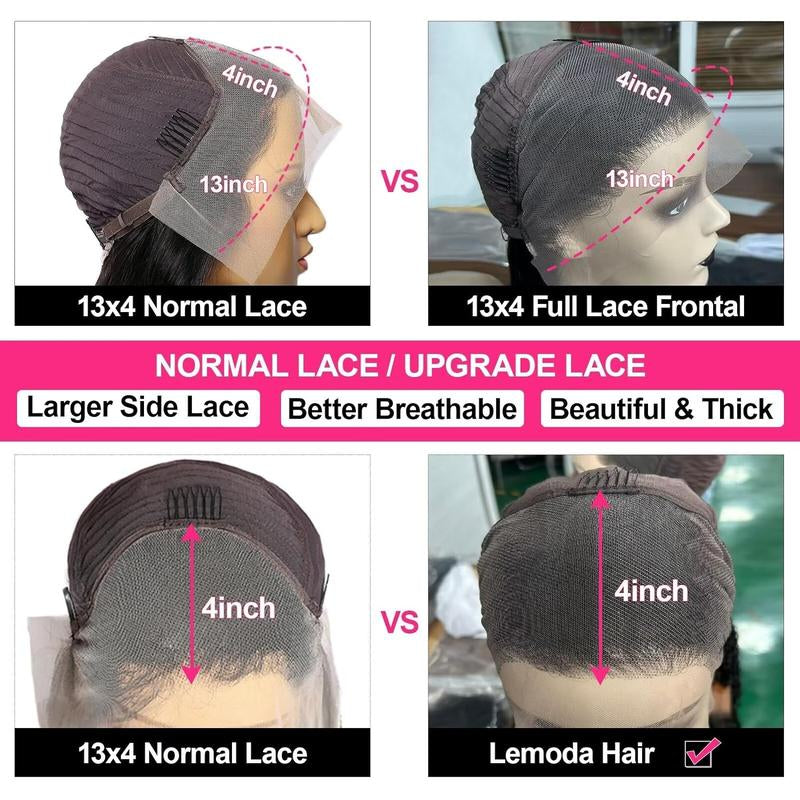 【Black Friday】Lemoda 13X4 SKINLIKE Real HD Lace Wigs Pre-Pleached Knots 12A 13X6 Body Wave Full Lace Frontal Wigs Brazilian Virgin Human Hair 0.1Mm Ultra-Thin Tiny Knots Frayed Ends Lace Wig 210% Density