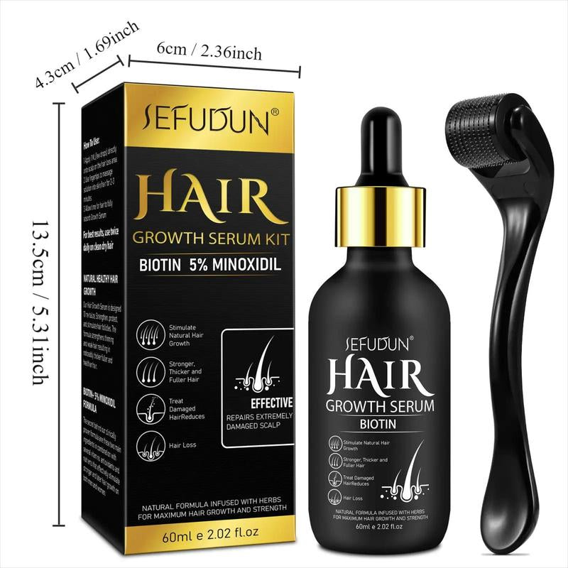 Serum with Micro-Needle Roller, 2 Counts/Set Hair Strengthening Serum, Moisturizing Hair Care Product for Men, Hair Care Product for Daily Use, Face Care Products, Gifts for Men