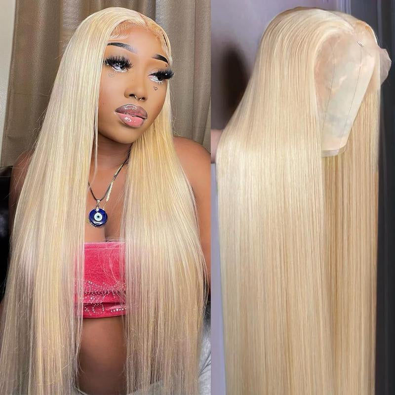 30 Inch 613 Lace Front Wig Human Hair 13X6 Transparent Blonde Wig Human Hair 180 Density Straight Lace Front Wigs Human Hair Pre Plucked with Baby Hair 613 Blonde Lace Frontal Wigs for Women