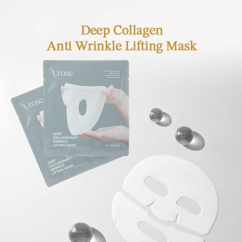 Urose-Collagen Face Mask - Hydrating Overnight Collagen Face Mask Deep Collagen anti Wrinkle Lifting Mask - Pure Collagen Films for Improve Elasticity Firming and Moisturizing (5 Pcs/1 Box) Skincare Skin Repair Comfort Moisturize