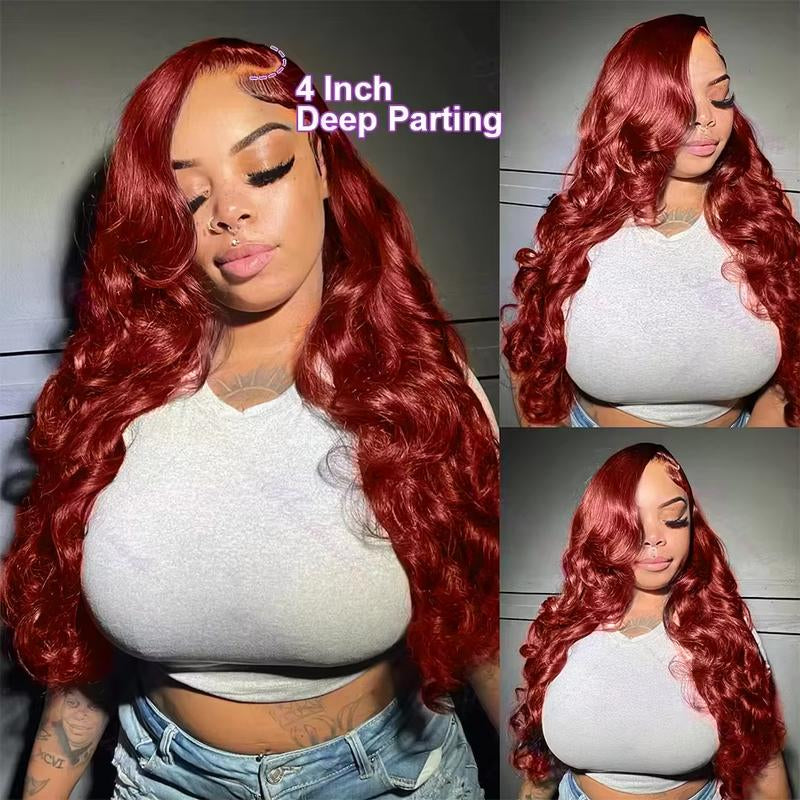 Bling Hair Brazilian 30 32 Inch Reddish Brown Body Wave 13X4 Lace Front Wig Real Hair 180% Water Wave 13X6 HD Lace Frontal Wigs for Women