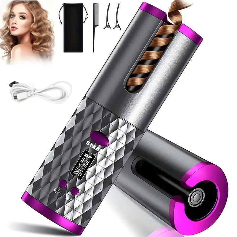 Revolutionary Portable Auto Hair Curler - Wireless Ceramic Curling Iron for Effortless Styling!