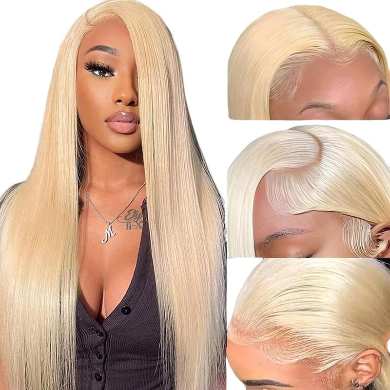 30 Inch 613 Lace Front Wig Human Hair 13X6 Transparent Blonde Wig Human Hair 180 Density Straight Lace Front Wigs Human Hair Pre Plucked with Baby Hair 613 Blonde Lace Frontal Wigs for Women