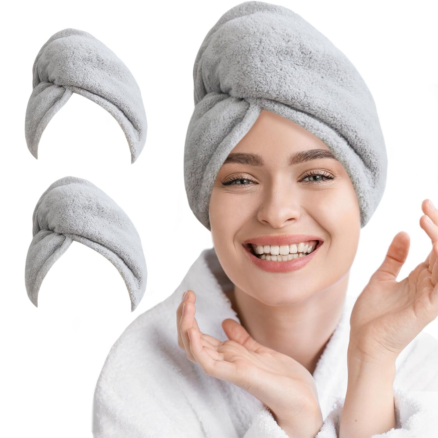 Toallas Para Baño Set De 2 Para Secar El Pelo Seca El Cabello Suave Microfibra