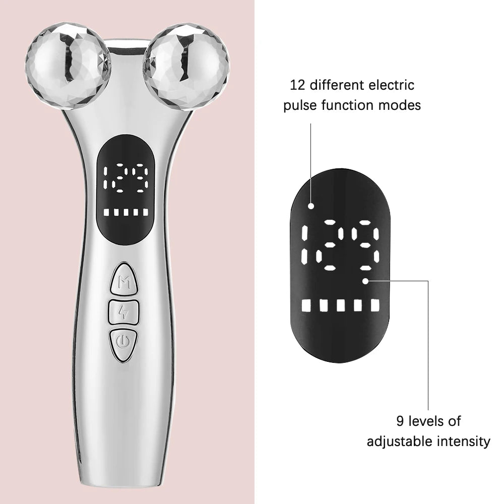 Electric Facial Micro-Current Beauty Instrument LED Display Face Lift Roller Massager Skin Tighten Massage Beauty Devices