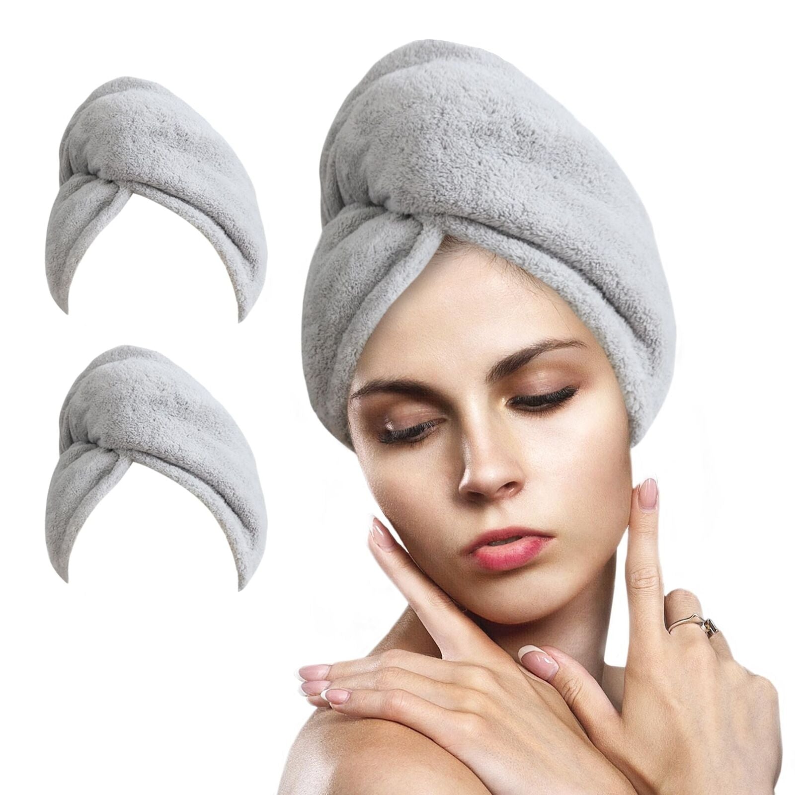 Toallas Para Baño Set De 2 Para Secar El Pelo Seca El Cabello Suave Microfibra