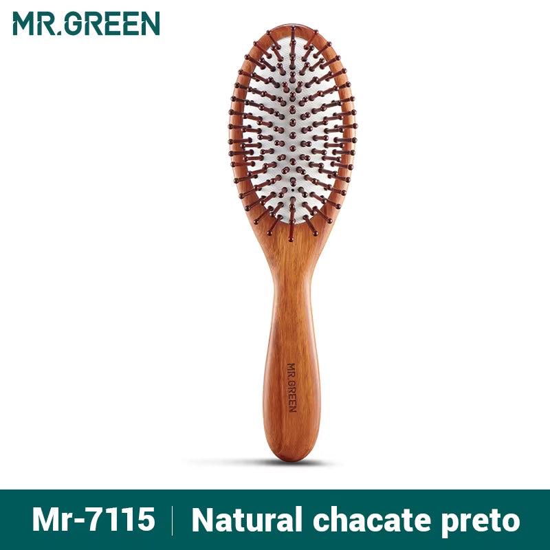 Hair Brush Nature Wooden Anti-Static Detangle Brush Hair Scalp Massage Comb Air Cushion Styling Tools for Women Men